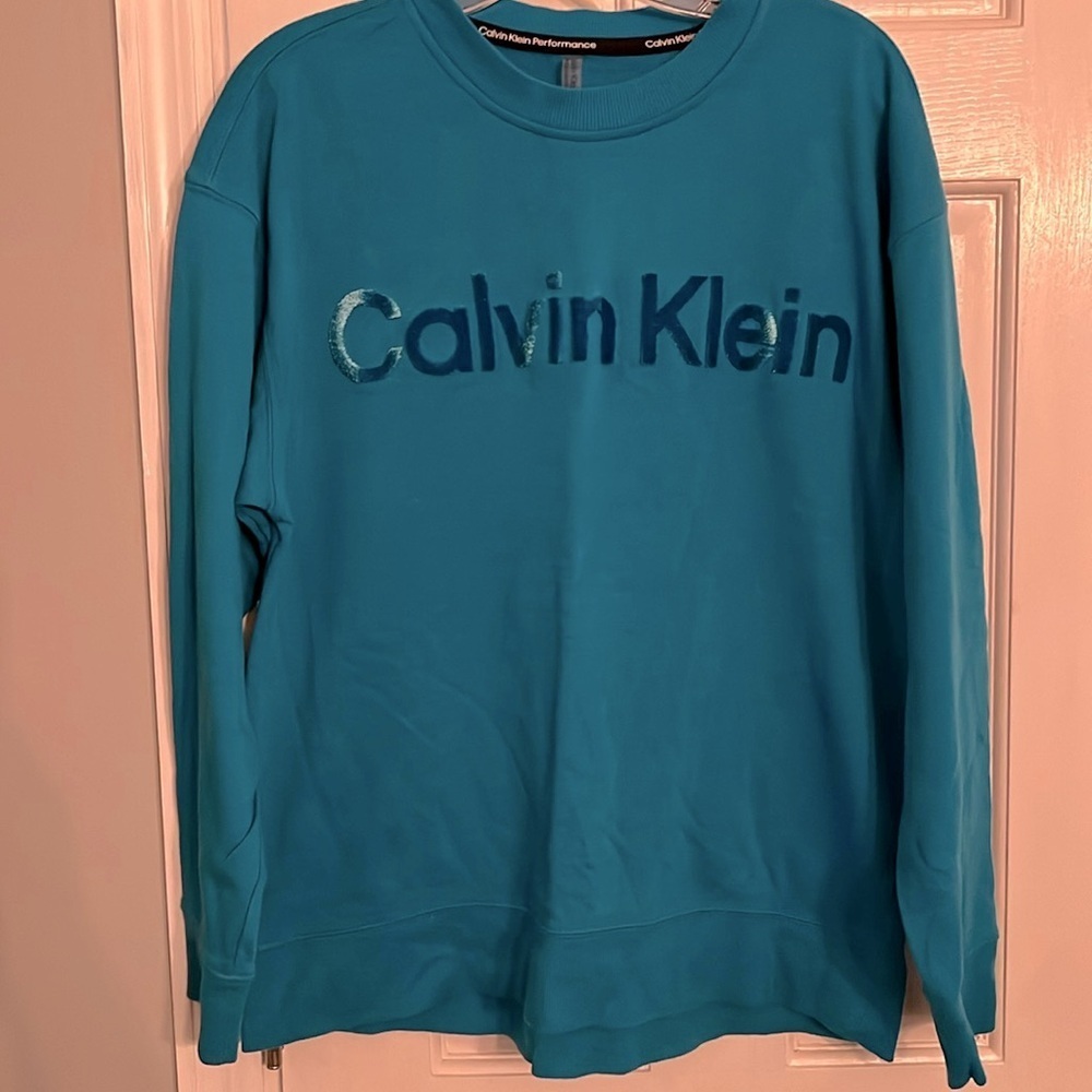 Calvin Klein teal sweatshirt L EUC